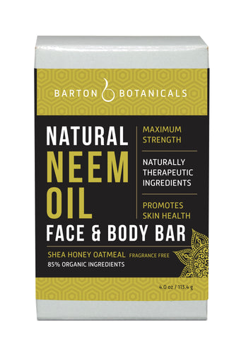 Barton Botanicals Neem Oil Face and Body Soap Bar, Fragrance Free